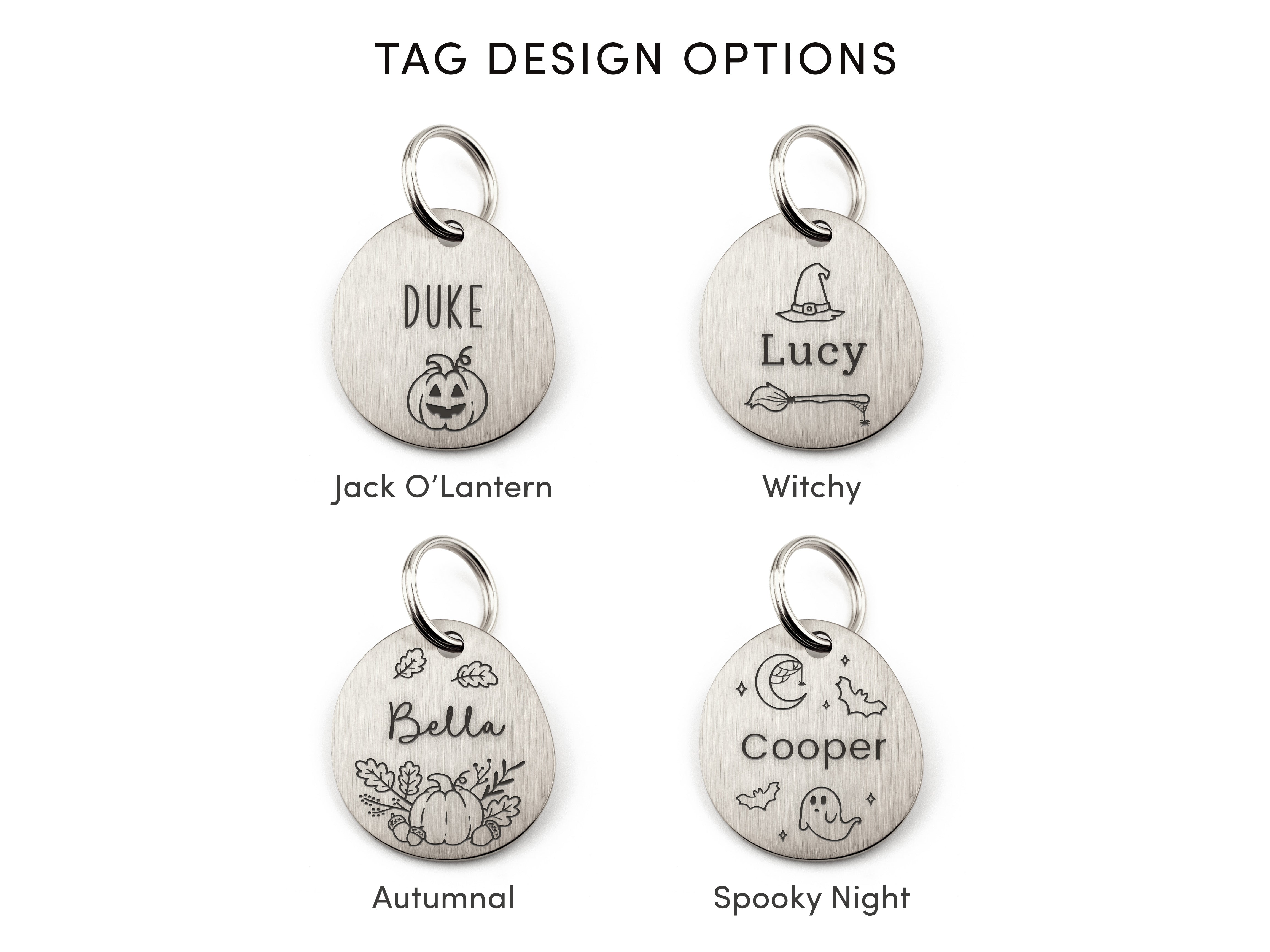 Spooky Silver Brushed Stainless Steel ID Tag
