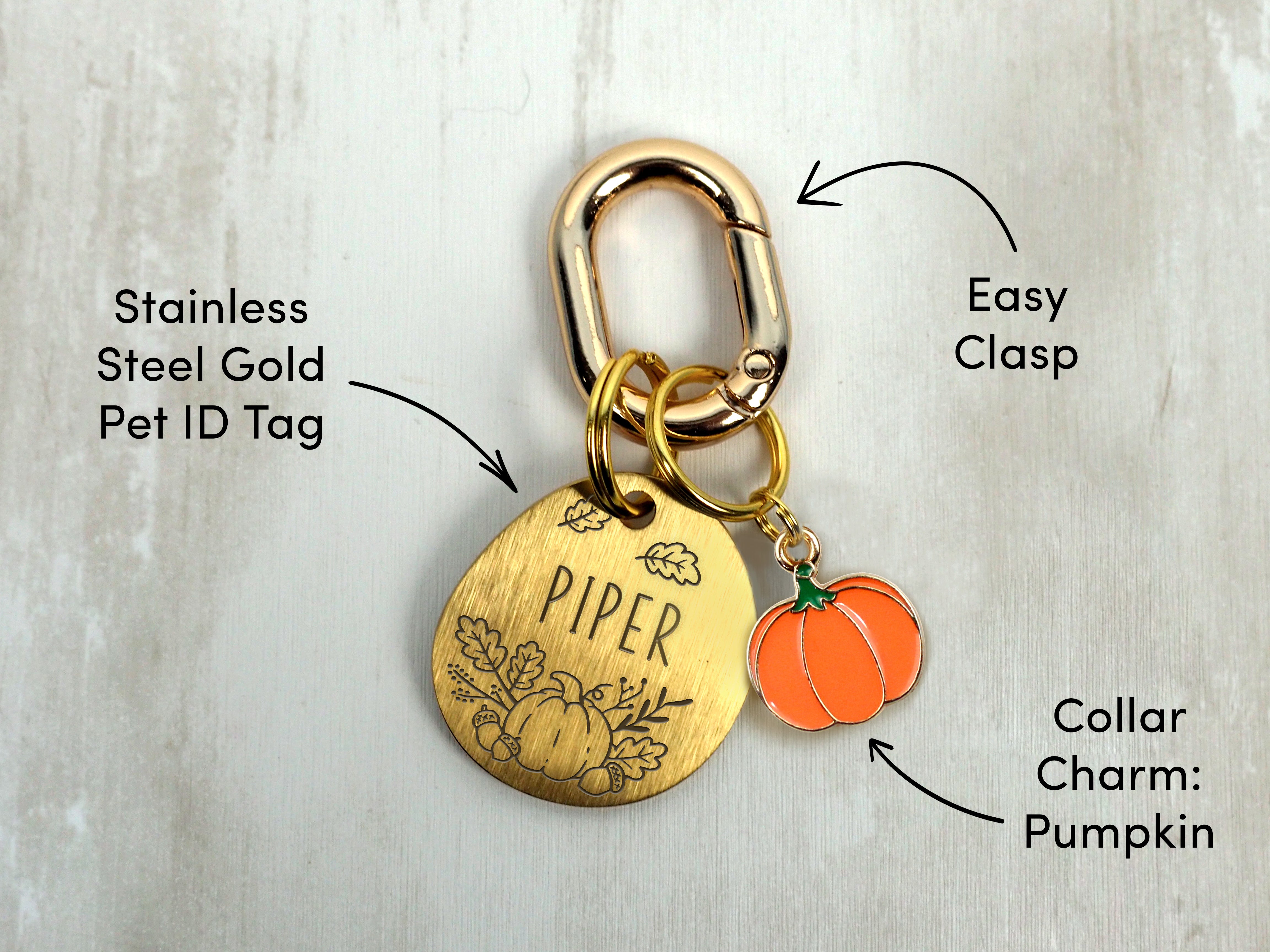 Spooky Gold Brushed Stainless Steel ID Tag