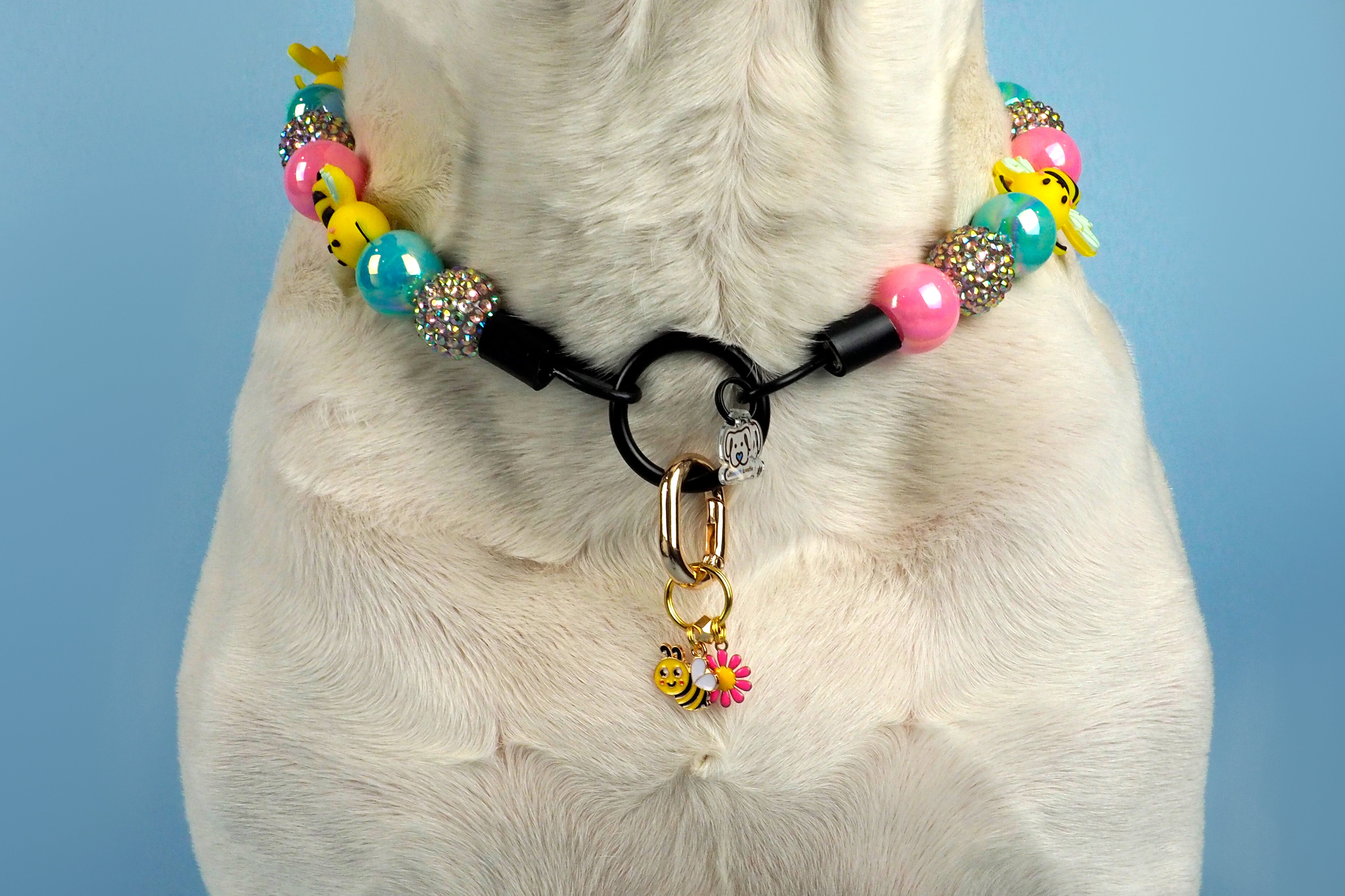 Bee & Pink Flower Collar Charm