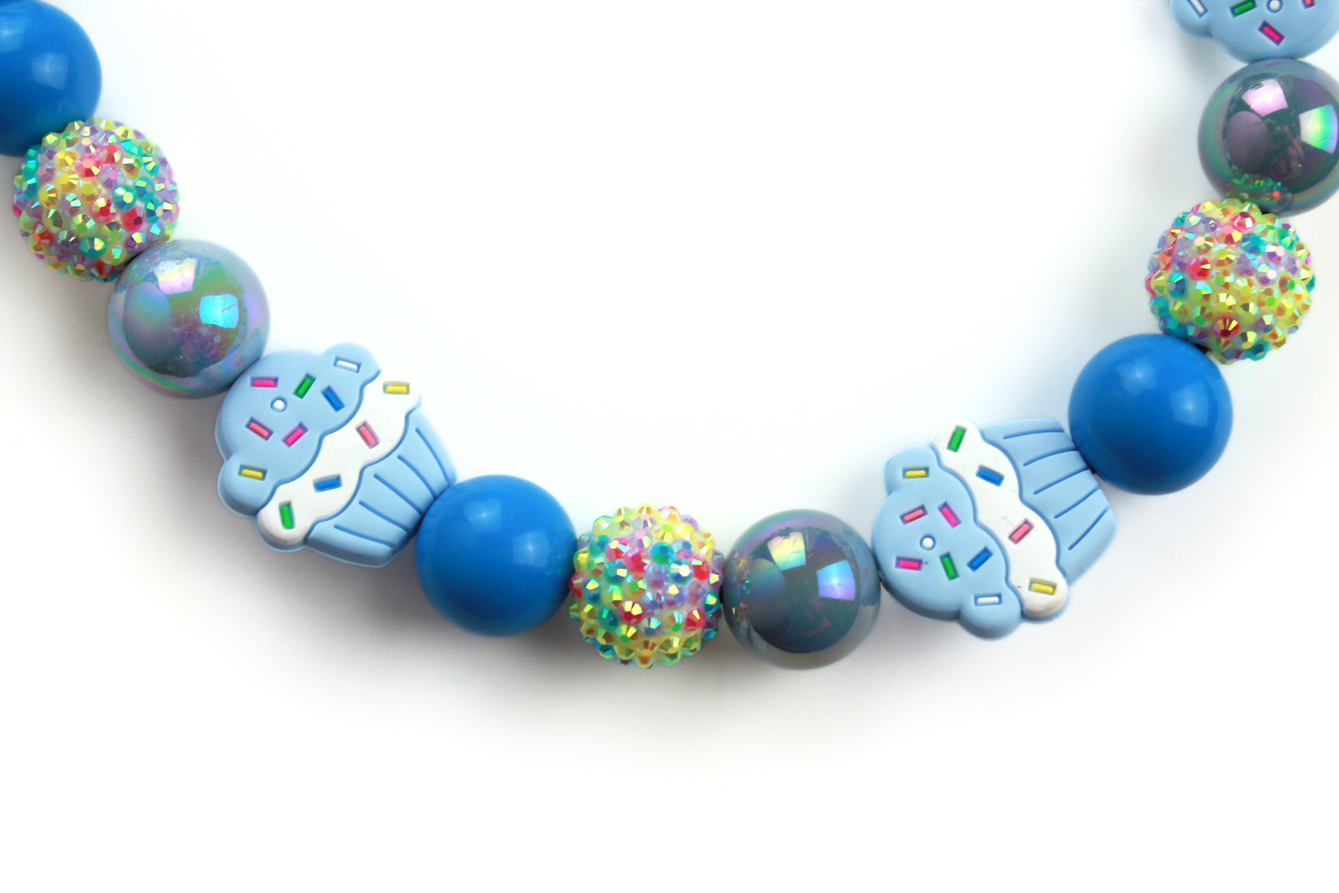 Blue Pup Day Cake Shimmer Bead Dog Collar