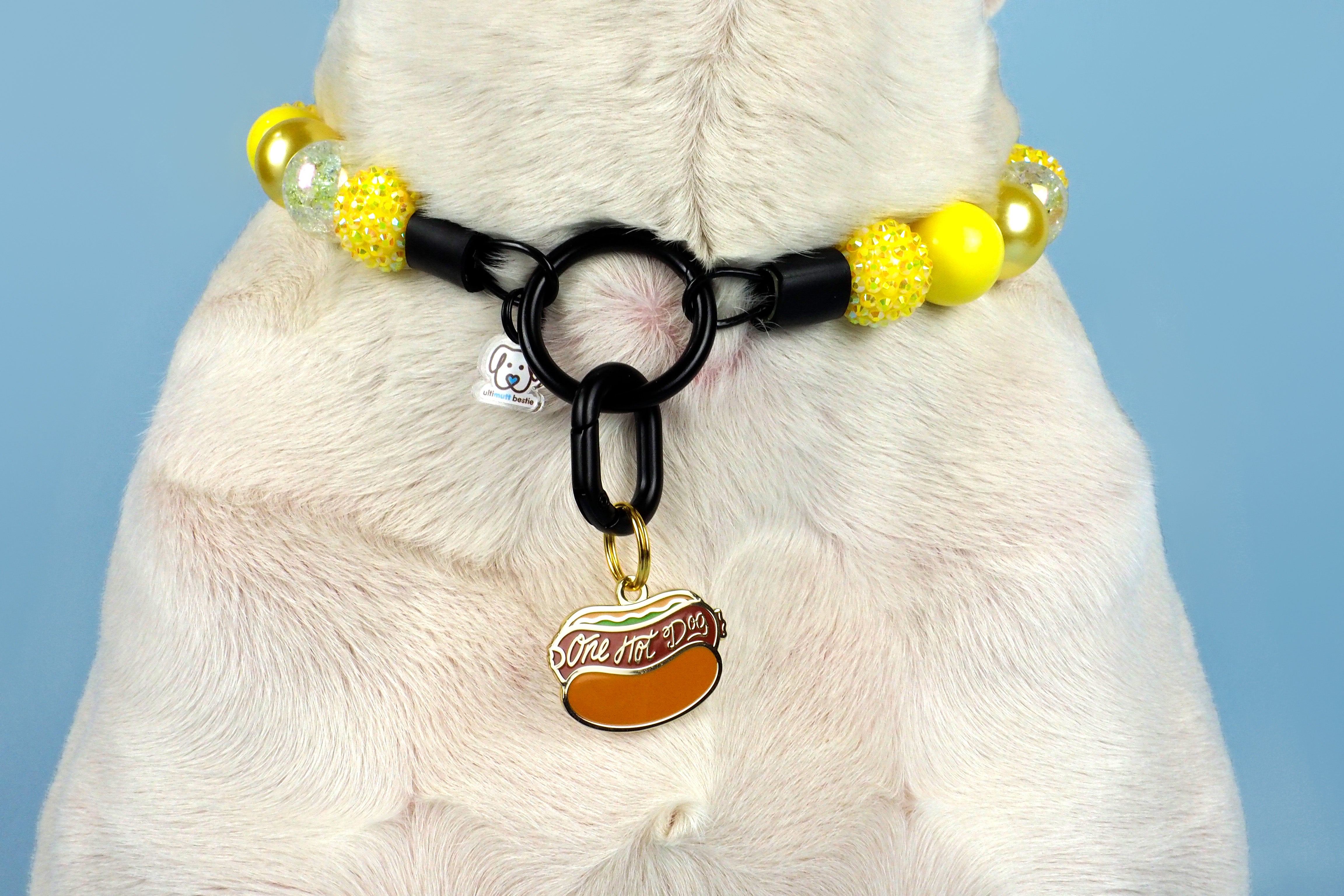 One Hot Dog Enamel Pet ID Tag