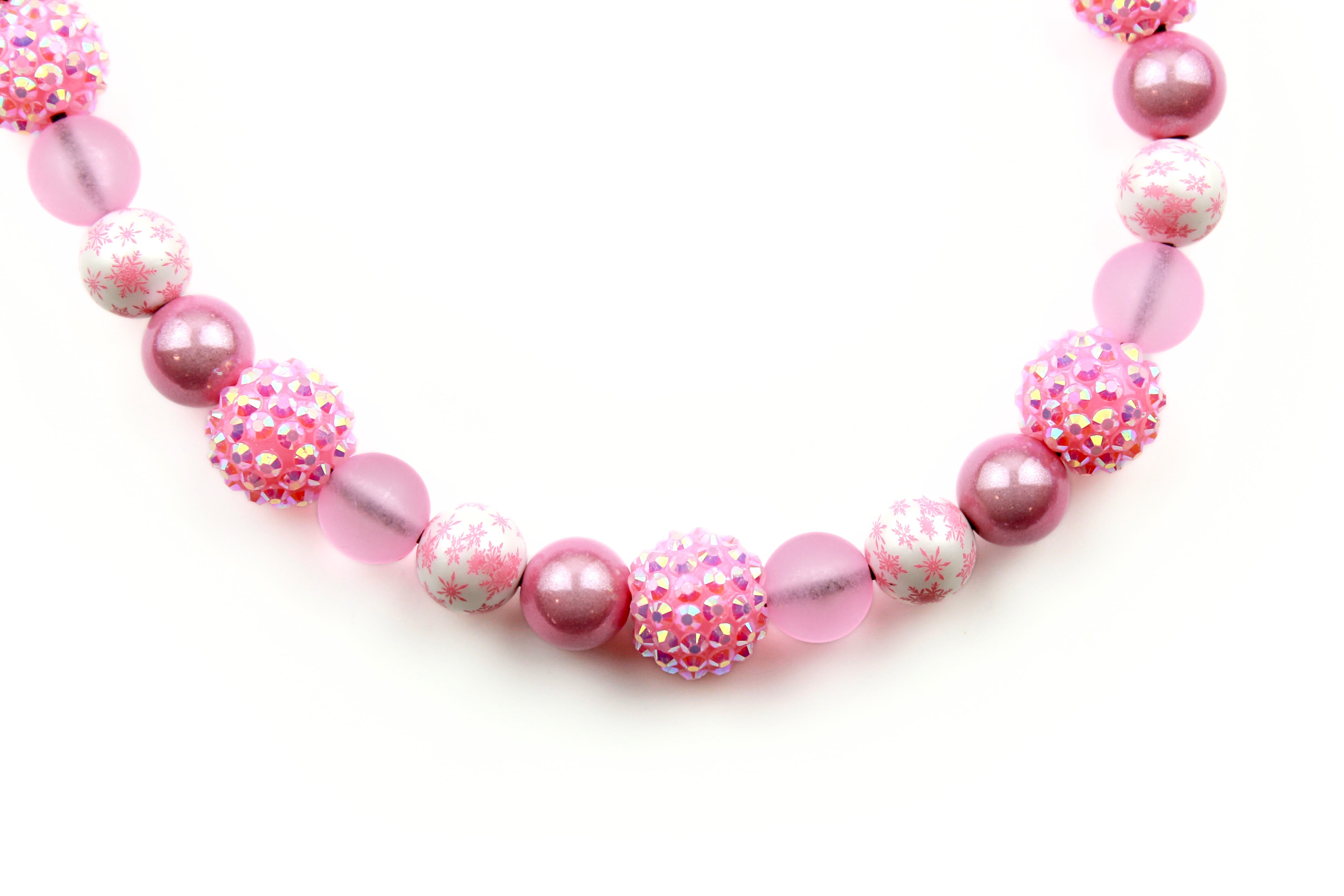 Pink Snowflake MINI Beaded Dog Collar