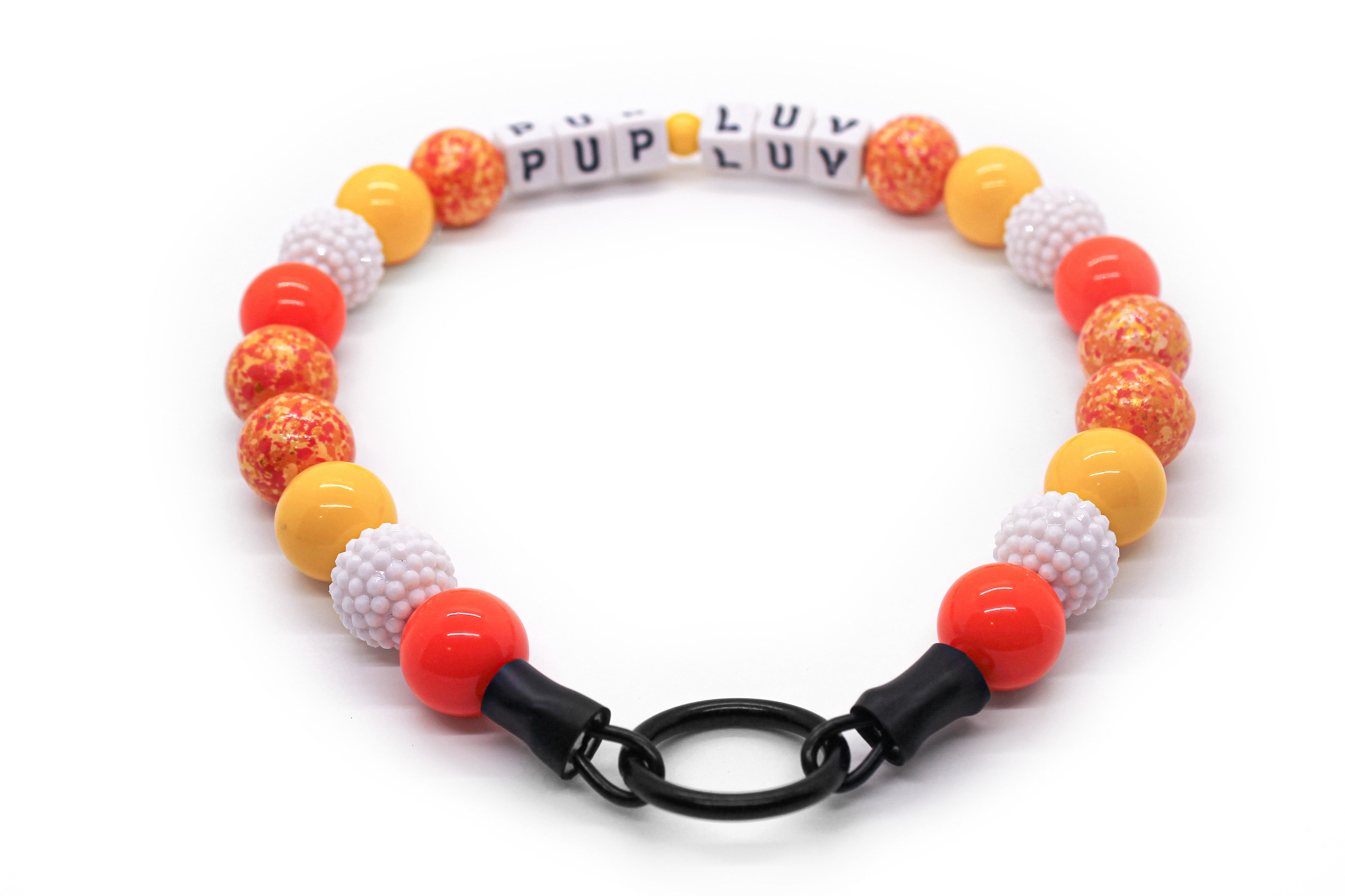 Orange Creamsicle Large Bead Dog Collar