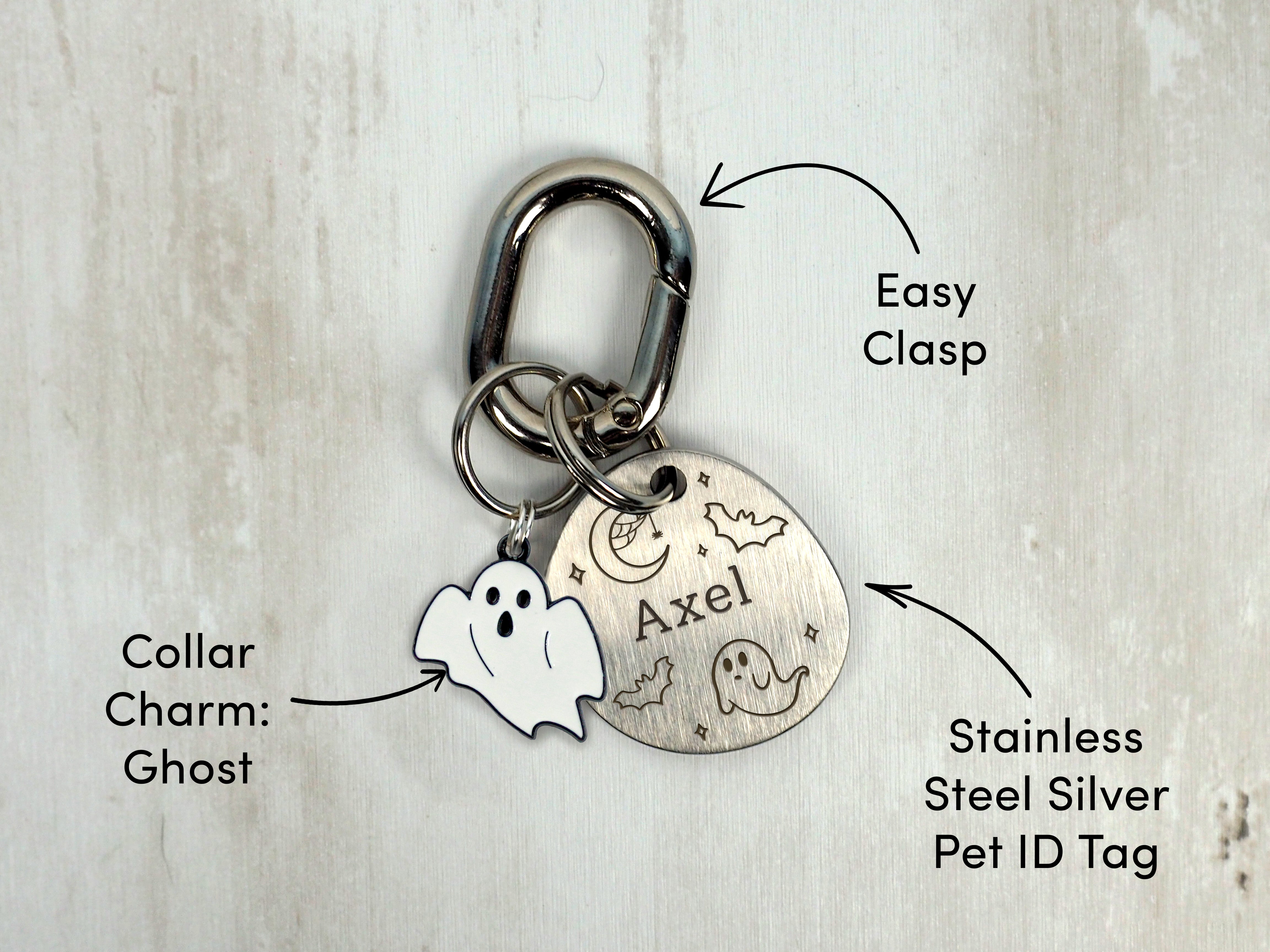 Spooky Silver Brushed Stainless Steel ID Tag